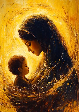 Mother and Child Golden Painting