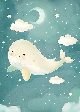 Cute Whale Night Sky