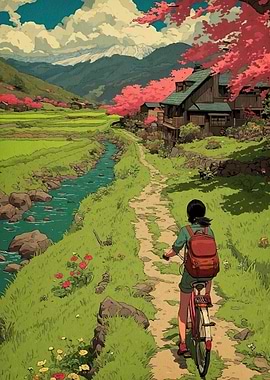 Girl Japanese countryside