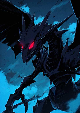 Dark Dragon with Red Eyes Illustration