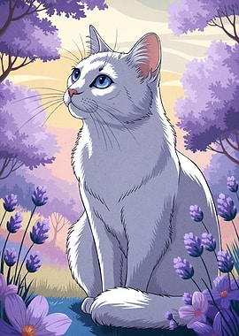 Cat Lavender Field