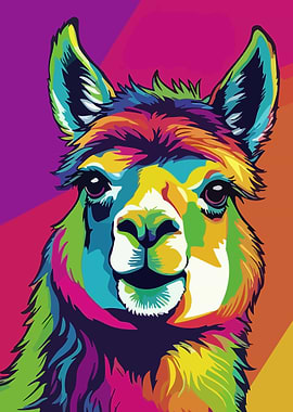 Colorful Alpaca Pop Art Portrait