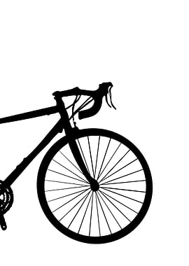 Black Bicycle Silhouette on White Background