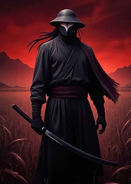 Mysterious Warrior Red Landscape