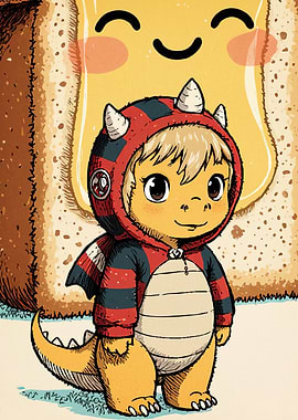 Dragon Child Smiling Toast