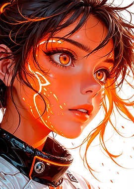 Anime Girl with Orange Glow