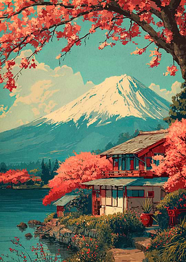 Mount Fuji and Cherry Blossoms