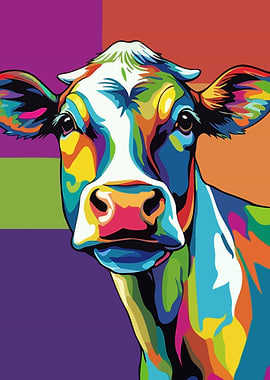 Colorful Cow Pop Art Portrait
