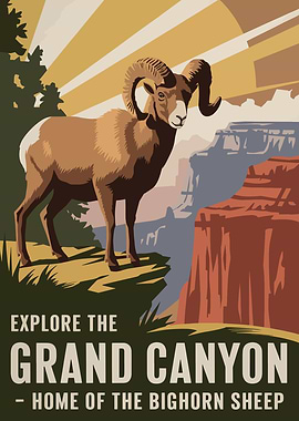 Grand Canyon Bighorn Sheep Travel Poster