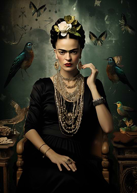 Frida Kahlo Portrait Birds