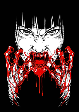 Bloody Vampire Woman Illustration