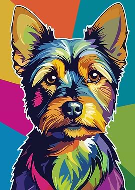 Colorful Yorkshire Terrier Pop Art Portrait
