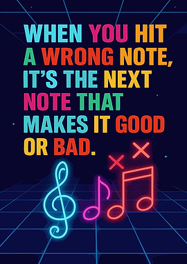 Inspirational Music Quote with Neon Notes