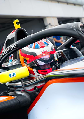 Formula Racing Driver in Cockpit
