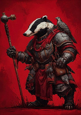 Armored Badger Warrior with Falcon