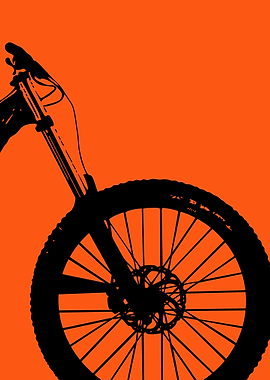 Mountain Bike Silhouette on Orange Background