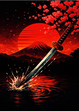 Samurai Sword at Sunset