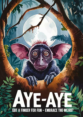 Aye-Aye Lemur Watercolor Illustration