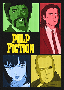 Pulp Fiction - Anime Style Character Collage