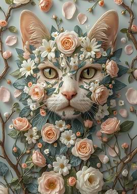 Floral Cat Portrait