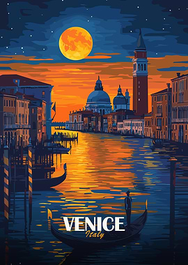 Venice Italy Night Scene