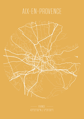 Aix-en-Provence City Map Art Print