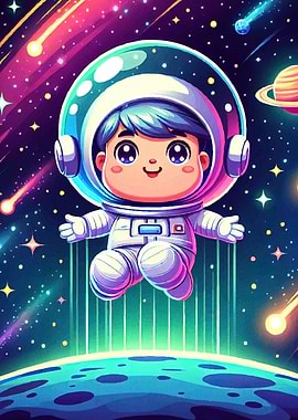 Cartoon Astronaut Space