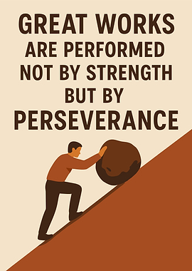 Perseverance Quote with Man Pushing Rock