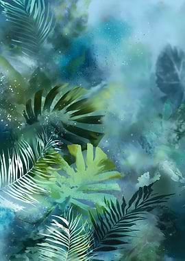 Tropical Leaves Watercolor Painting