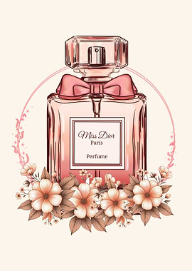 Miss Dior Perfume Floral Illustration
