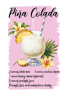 Pina Colada Cocktail Recipe Illustration