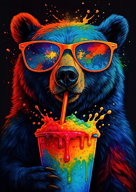 Cool Bear Colorful Drink
