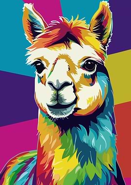 Colorful Alpaca Pop Art Portrait