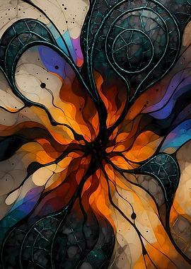 Abstract porcelain #113 - Abstract Floral Burst