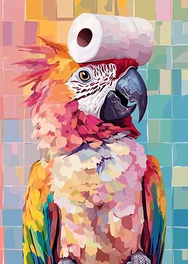 Parrot with Toilet Paper Hat