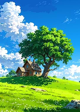 Idyllic Countryside House with Large Tree