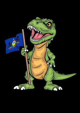 Pennsylvania Lover Kids Dinosaur Lover USA Pennsylvania Flag