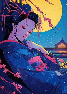 Geisha Kimono Moonlight