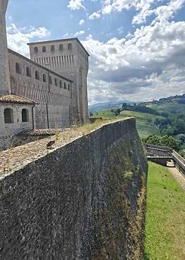 Medieval Castle Wall with Landscape View