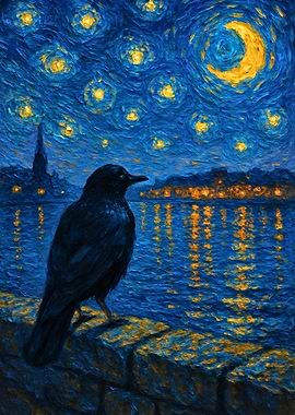 Starry Night Crow