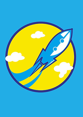 Retro Rocket Launching into Space