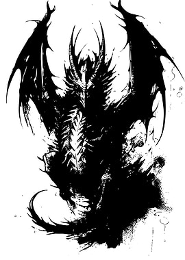 Black Dragon Ink Illustration