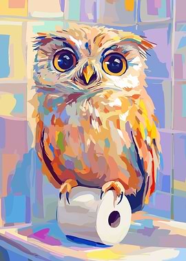 Colorful Owl on Toilet Paper Roll