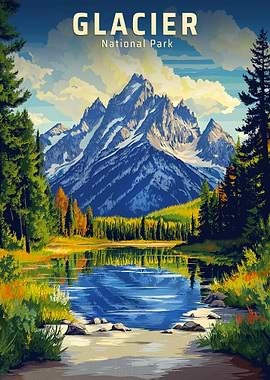 Glacier National Park Travel Poster