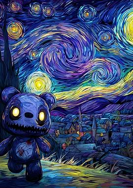 Starry Night with Scary Teddy Bear