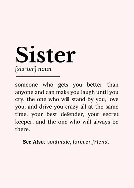 Sister Definition Typography Art Print