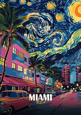 Miami USA Starry Night Art
