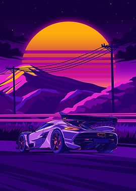 Koenigsegg jesko retro Synthwave
