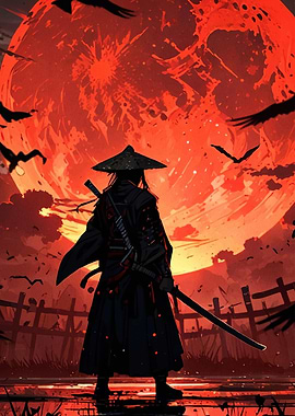 Samurai Warrior Red Moon