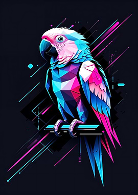 Geometric Parrot on Dark Background